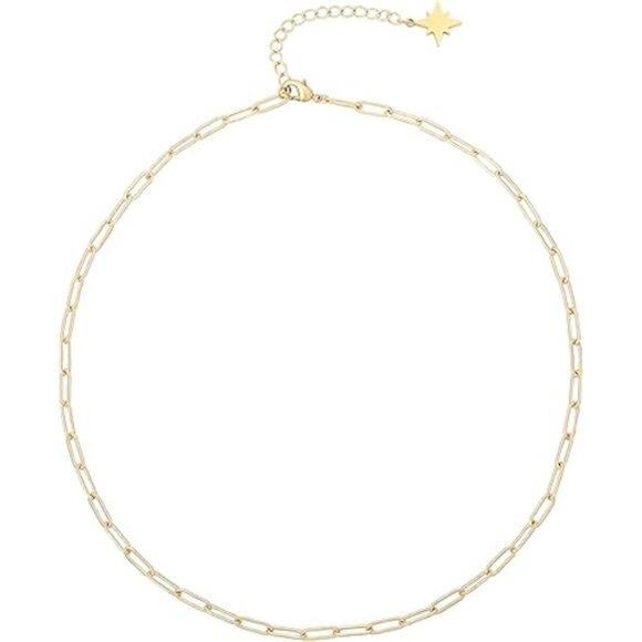 Pearl 18K Gold Plated Paperclip Chain Choker Satellite Chain Freshwater - Picture 7 of 7